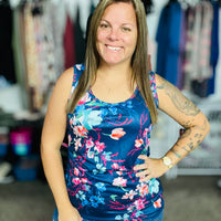 Michelle Mae Luxe Tank Blue Floral