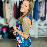 Michelle Mae Luxe Tank Blue Floral