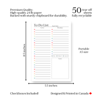 To-Do List Notepad: A5 Size 50-Page Daily Task Planner