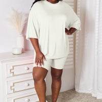 Basic Bae Full Size Soft Rayon Three-Quarter Sleeve Top and Shorts Set