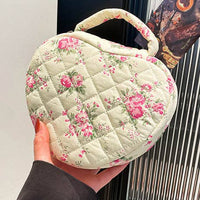 Quilted Heart Shape Cosmetic Bag