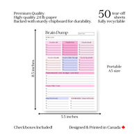 Brain Dump Notepad: Pink 50-Page Daily ADHD Planner