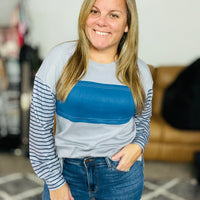 All you need Striped Bishop Sleeve Top