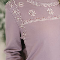 A Little Bit of Comfort Embroidered Top and Bottom Set in Dusty Mauve