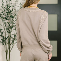 A Little Bit of Comfort Embroidered Top and Bottom Set in Taupe