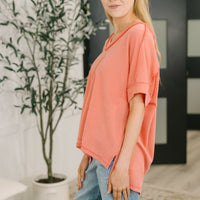 Growing Restless V-Neck Tee in Coral