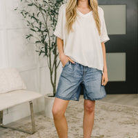 Growing Restless V-Neck Tee in White