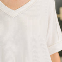 Growing Restless V-Neck Tee in White