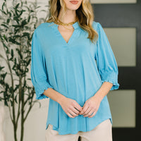 Lizzy Smock Top in Coastal Blue