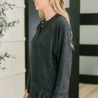 Urban Flux Scooped Hi-Low Long Pullover in Black