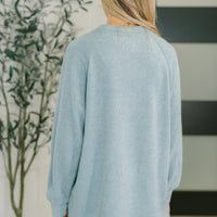 Urban Flux Scooped Hi-Low Long Pullover in Blue Grey