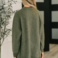 Urban Flux Scooped Hi-Low Long Pullover in Olive