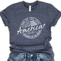 America Land Of The Free 4th of July Graphic Summer Tee