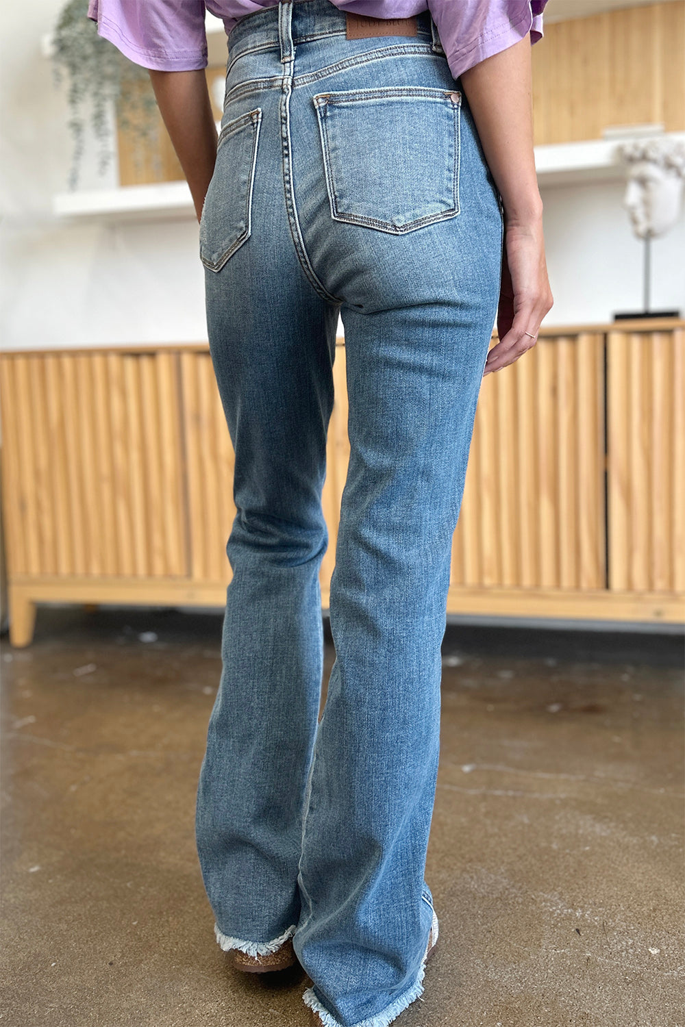 Judy Blue Distressed Raw Hem Bootcut Jeans