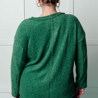 Simple Silhouette Brushed Hacci Sweater in Dark Green