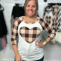 Plaid Heart Raglan Tee