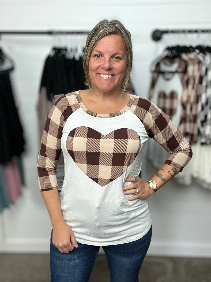 Plaid Heart Raglan Tee