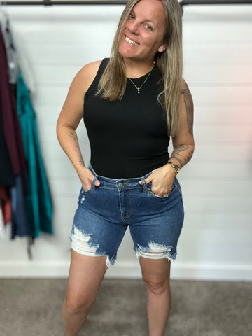 Kelsey Mid Rise Distressed Cutoff Shorts