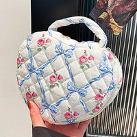 Quilted Heart Shape Cosmetic Bag