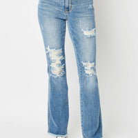 Judy Blue Distressed Raw Hem Bootcut Jeans