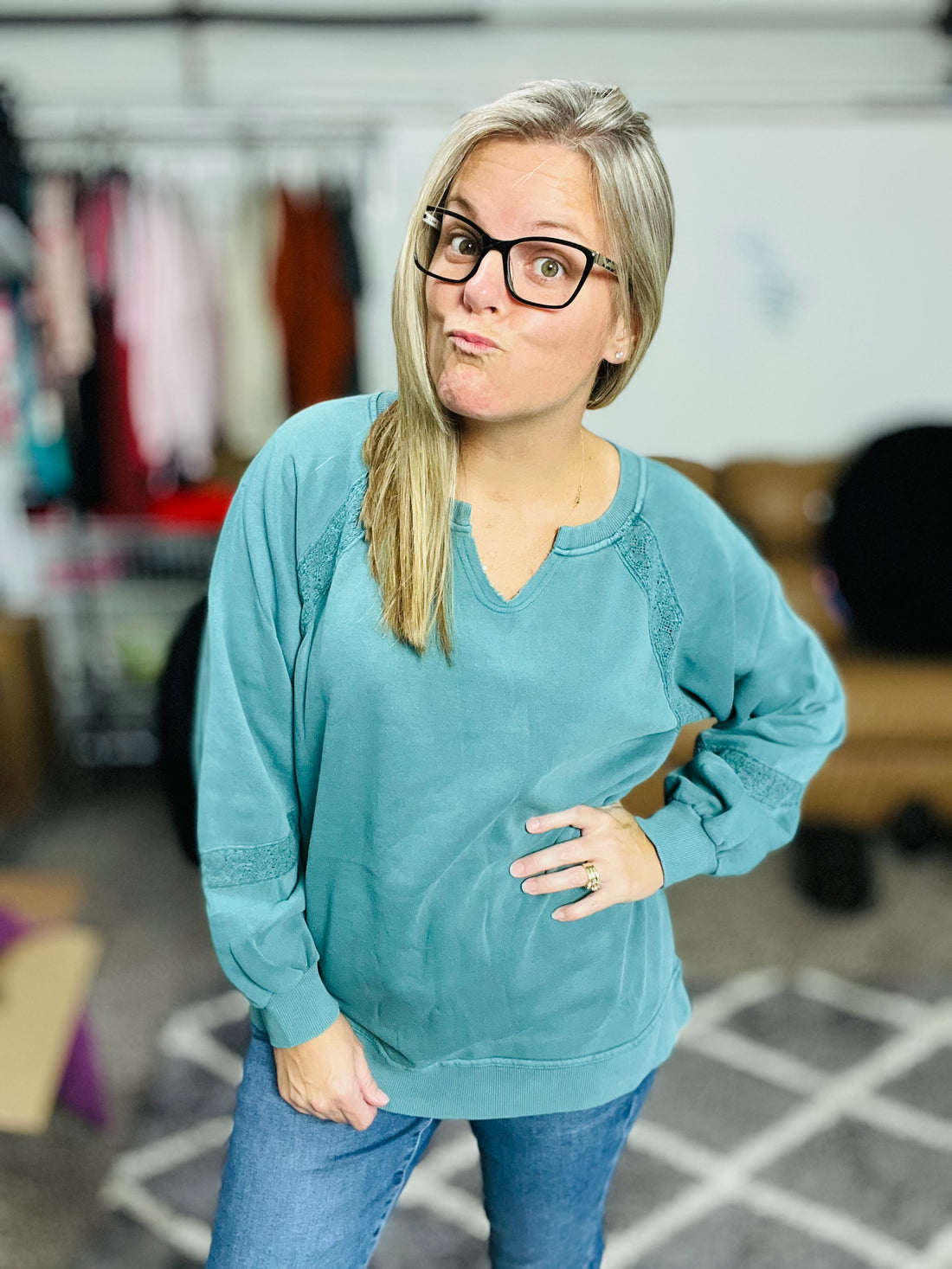 Lace Accent Pullover