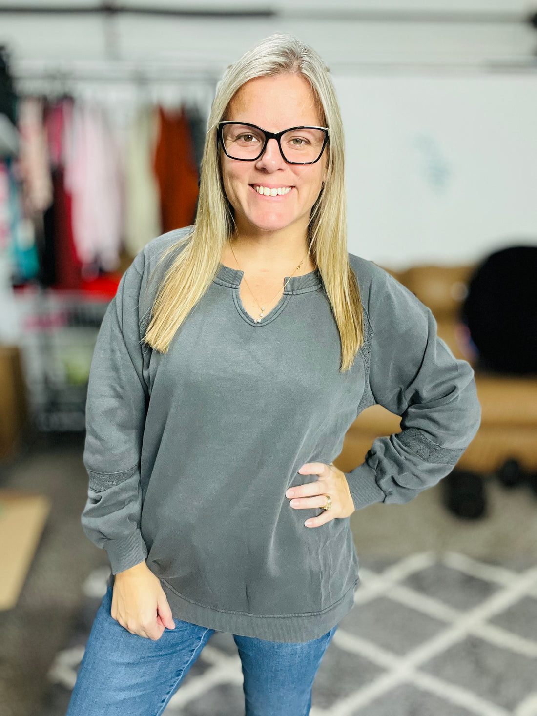Lace Accent Pullover