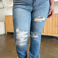 Judy Blue Distressed Raw Hem Bootcut Jeans