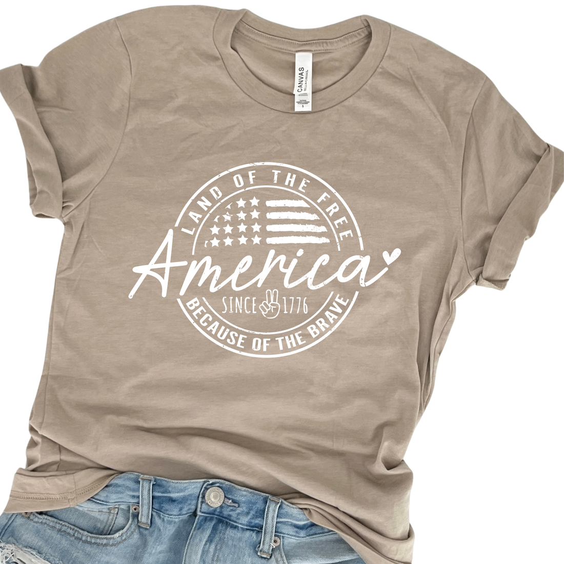 America Land Of The Free 4th of July Graphic Summer Tee
