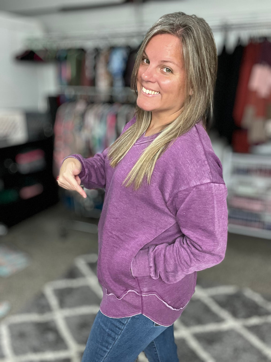 Vintage Wash Vneck Sweatshirt