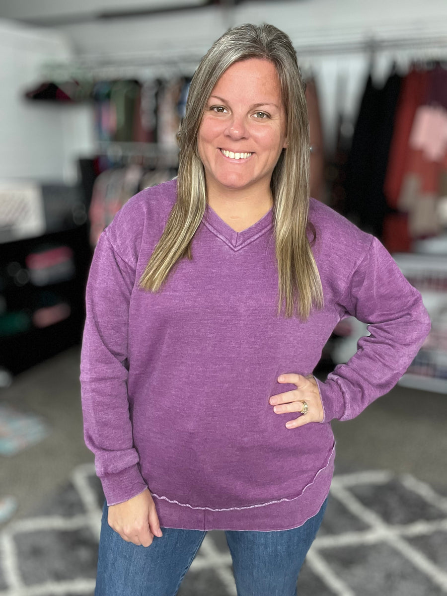 Vintage Wash Vneck Sweatshirt