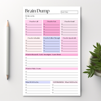 Brain Dump Notepad: Pink 50-Page Daily ADHD Planner