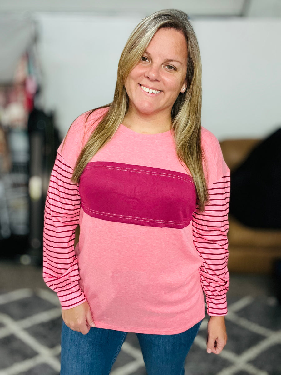 All you need Striped Bishop Sleeve Top
