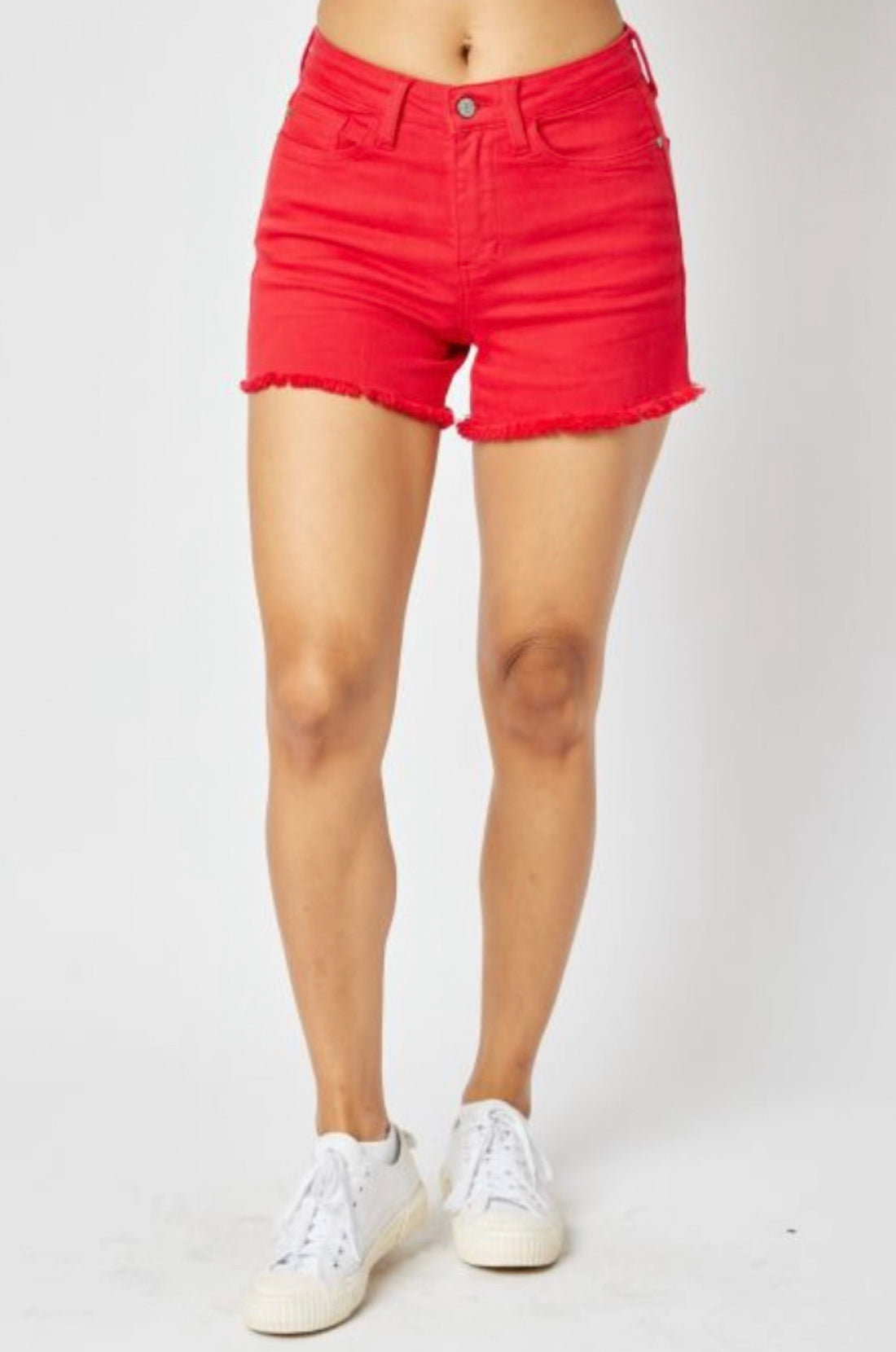 Judy Blue Red Frayed Shorts