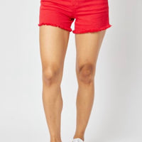 Judy Blue Red Frayed Shorts