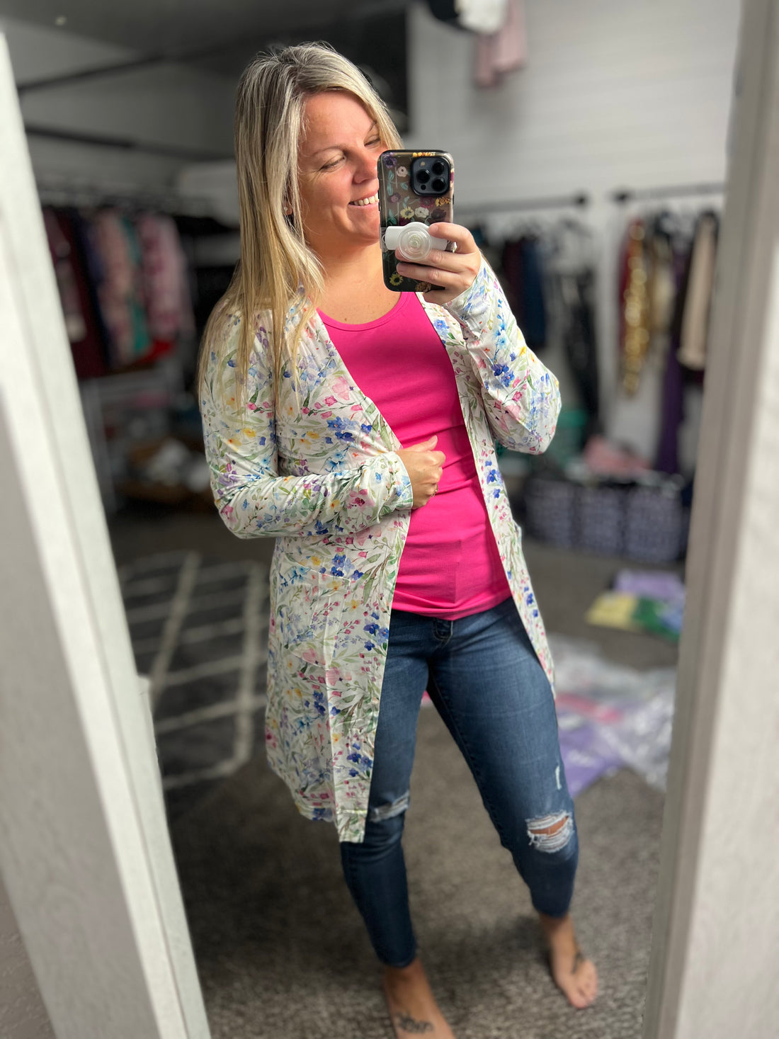Michelle Mae Classic Cardigan SPRING FLORALS