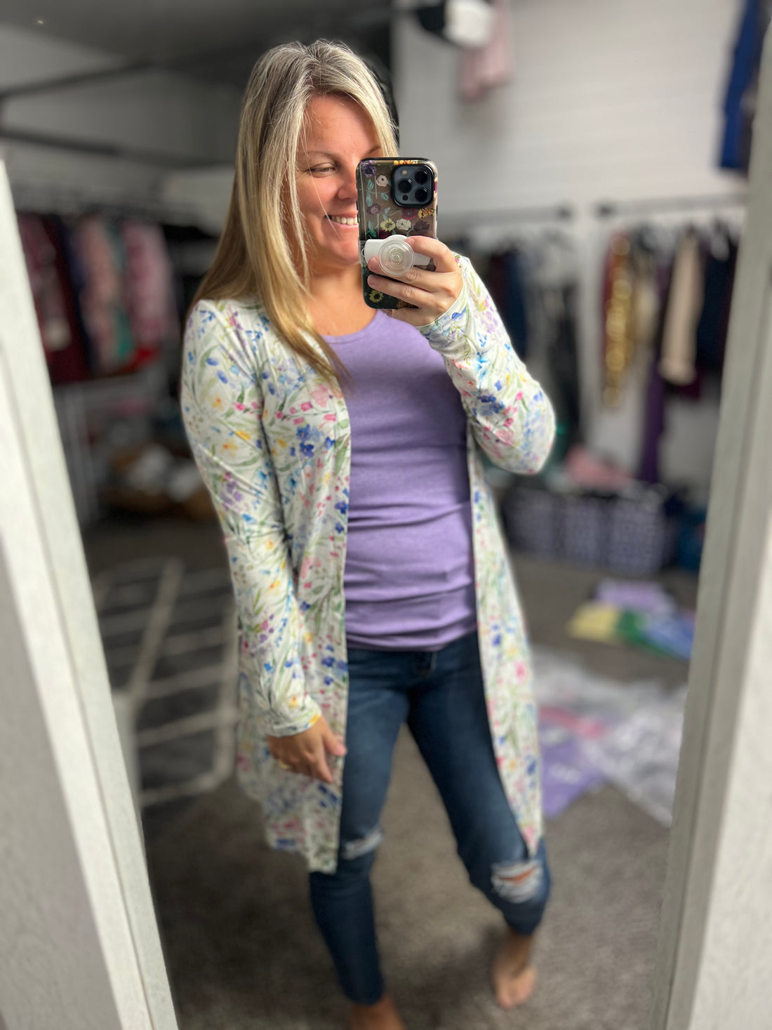 Michelle Mae Classic Cardigan SPRING FLORALS