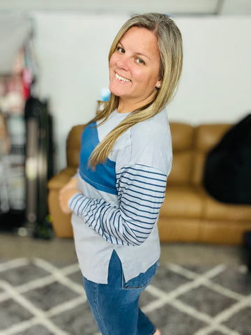 All you need Striped Bishop Sleeve Top