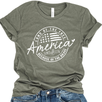 America Land Of The Free 4th of July Graphic Summer Tee
