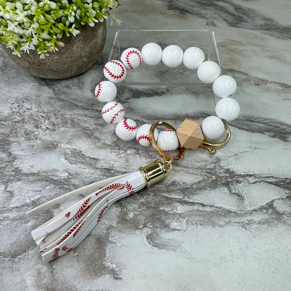 Baseball & Soccer Wood Bracelet/Keychain