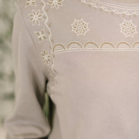 A Little Bit of Comfort Embroidered Top and Bottom Set in Taupe