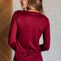 Basically Perfect Brushed Microfiber Tee in Cabernet