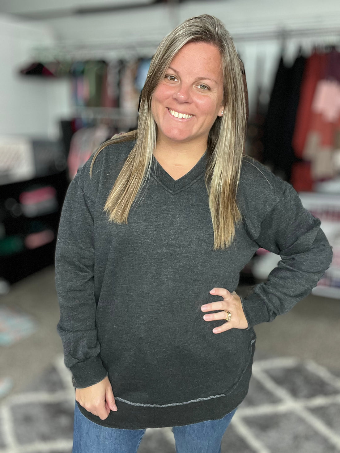 Vintage Wash Vneck Sweatshirt