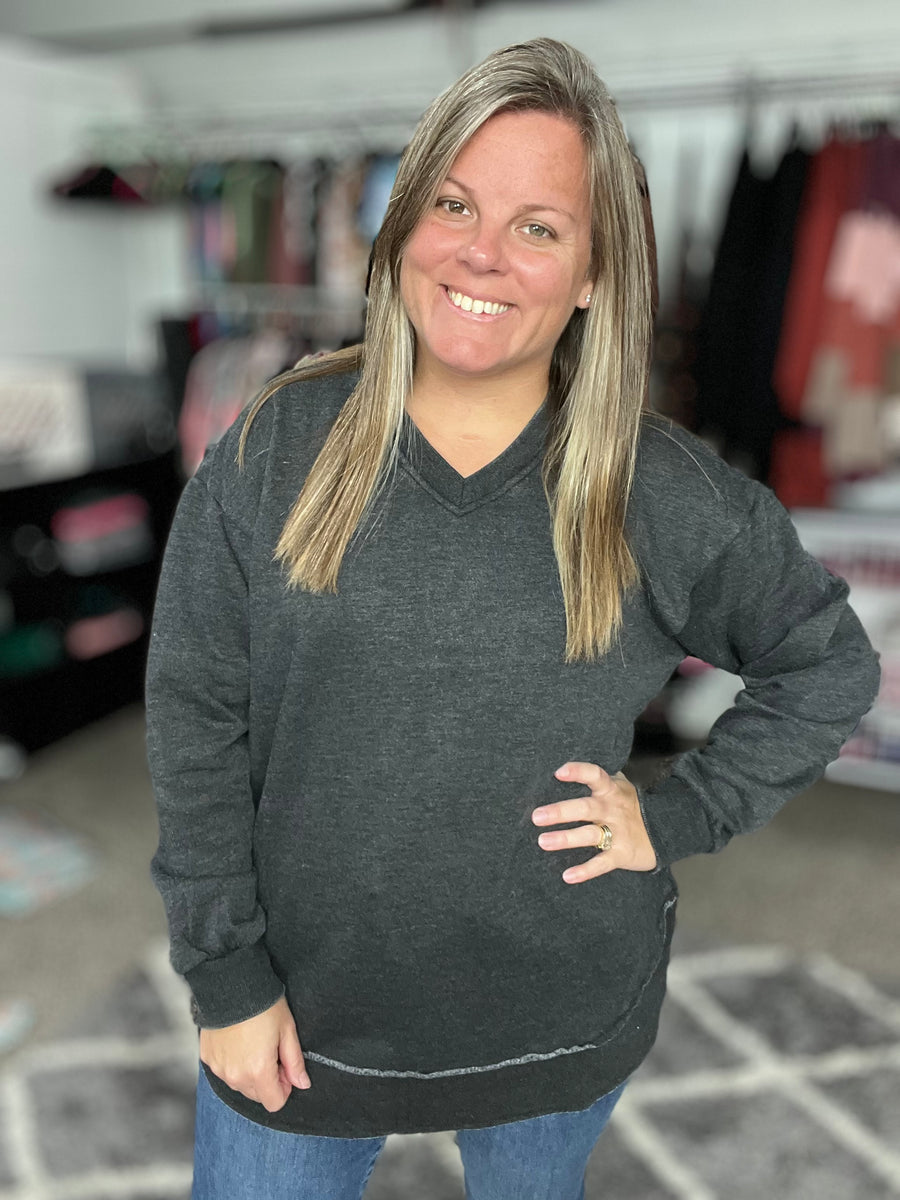 Vintage Wash Vneck Sweatshirt