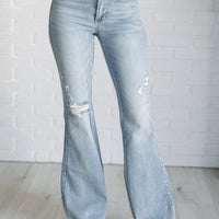 Caroline Mid Rise Control Top Distressed Flare Jeans