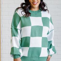 Check Yourself Checkered Sweater in Green