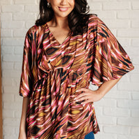 Dearest Dreamer Peplum Top in Abstract Mocha