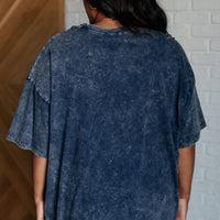 Don't Mind Me Mineral Wash Drop Shoulder Tee in Blackberry