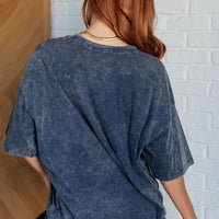 Don't Mind Me Mineral Wash Drop Shoulder Tee in Blackberry