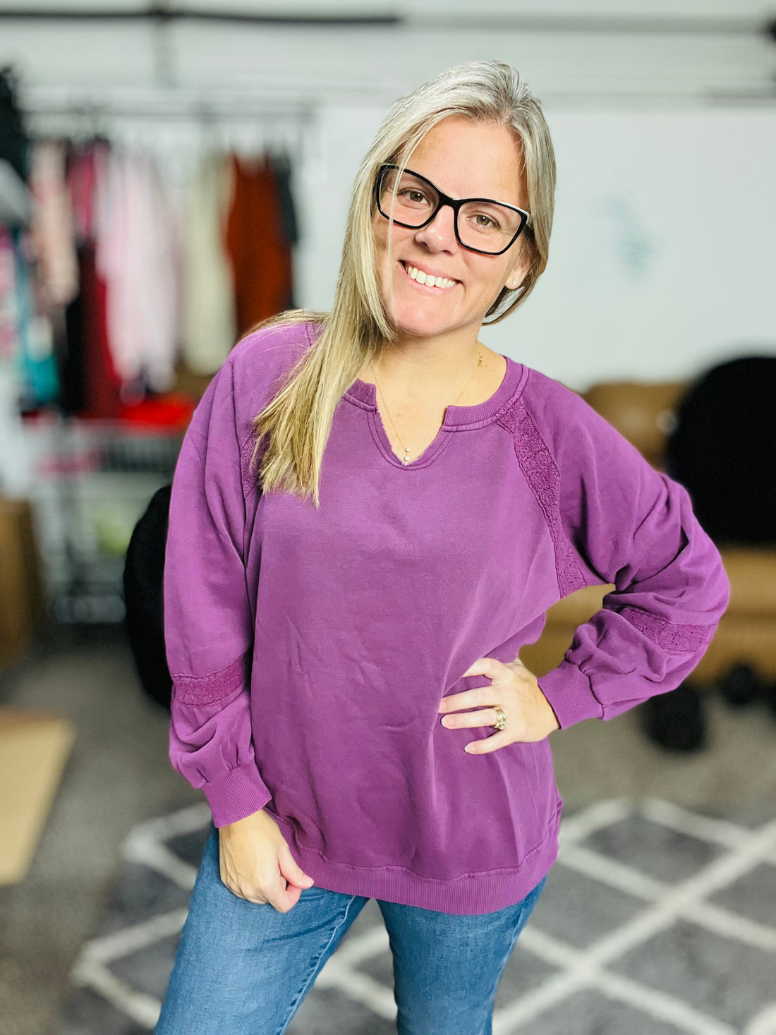 Lace Accent Pullover