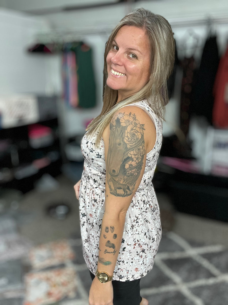 Michelle Mae Floral Ruffle Tank
